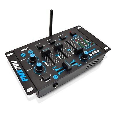 Pyle Wireless DJ Audio Mixer - 3 Channel Bluetooth Compatible DJ Controller S...