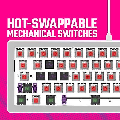 Cooler Master CK720 Hot-Swappable 65% Silver/White Mechanical Gaming Keyboard...