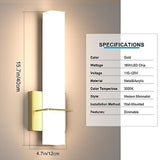 Gold LED Wall Sconces Set of Two,18W 3000K Dimmable Wall Light with Acrylic L...