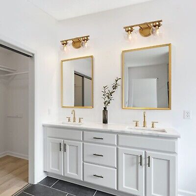 KSANA Bathroom Light Fixtures, 2-Light Gold Vanity Lights with Clear Globe Gl...