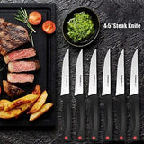 Astercook Steak Knives Set of 6, Stainless Steel Serrated Steak Knife, Ultra ...