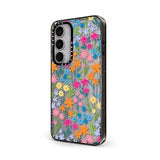 CASETiFY Impact Galaxy S24+ Case - Bright Spring Flowers - Clear Black