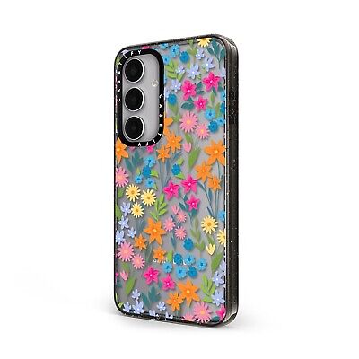 CASETiFY Impact Galaxy S24+ Case - Bright Spring Flowers - Clear Black