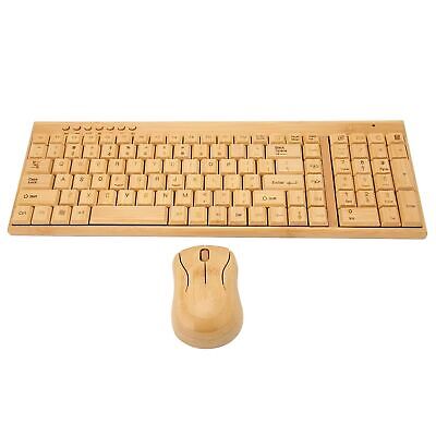 Bamboo Keyboard and Mouse, 2.4GHz Computer Devices with USB Receiver, Optiona...