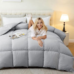 Luxury King Size Feather Down Comforter, 750 Fill Power Fluffy Duvet Insert, ...