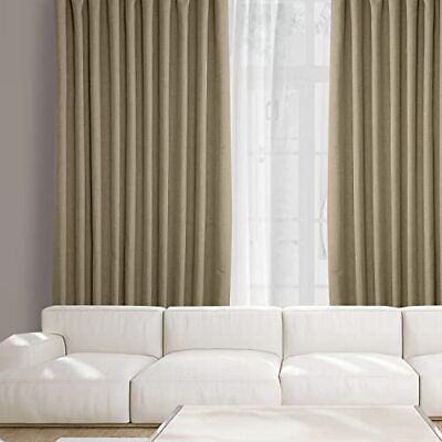 HPD Half Price Drapes Faux Linen Room Darkening 100W x 108L, Nomad Tan