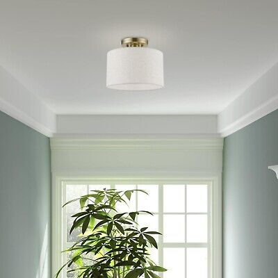 LIVEX LIGHTING Blossom 1 Light Semi-Flush in Antique Brass (49808-01)