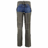 Milwaukee Leather Chaps for Women Distress Grey Premium Skin- Accent Lace Gro...