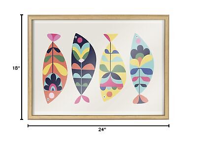 Kate and Laurel Blake MCM Fish Framed Printed Glass Wall Art by Rachel Lee of...