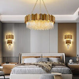 WABON Modern Crystal Wall Sconce Lighting 3-Light Gold Wall Sconce Crystal Ha...