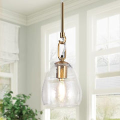 KSANA Gold Glass Pendant Light, Modern Hanging Light Fixture with Water Rippl...