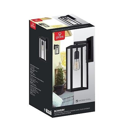 Globe Electric 44176 Bowery 1-Light Outdoor Indoor Wall Sconce, Matte Black, ...