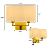 Gold Wall Sconces Set of Two Modern LED 2 Light Bedside Reading Wall Light Fi...