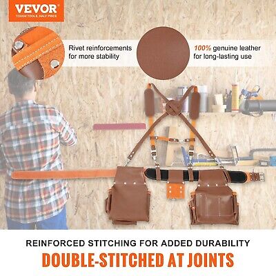 VEVOR Tool Belt Suspenders, 19 Pockets, 29-54 inches Adjustable Waist Size, T...