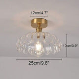 Auwieou Modern Brass Semi Flush Ceiling Light Industrial Glass Close to Ceili...