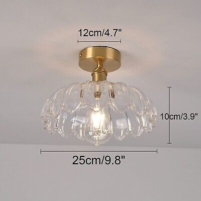 Auwieou Modern Brass Semi Flush Ceiling Light Industrial Glass Close to Ceili...