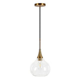 Ida 9.5" Wide Pendant with Glass Shade in Brass/Clear