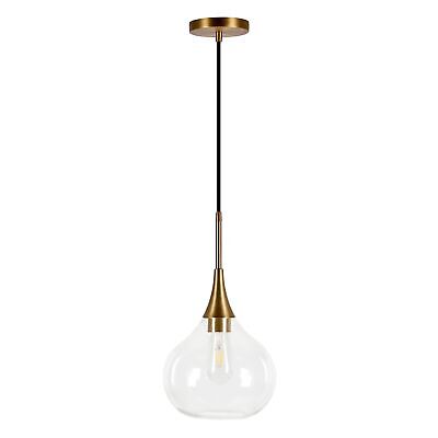 Ida 9.5" Wide Pendant with Glass Shade in Brass/Clear