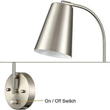 DANSEER Modern Plug in Wall Sconce with Cord Set of 2 Brushed Nickel Wall Light