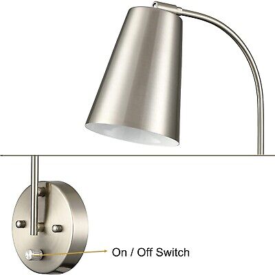 DANSEER Modern Plug in Wall Sconce with Cord Set of 2 Brushed Nickel Wall Light