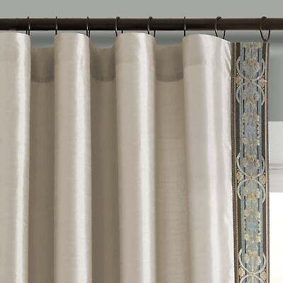 Lush Decor Luxury Traditional Regency Faux Silk Border Trim Window Curtain Pa...