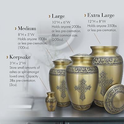 Gold Love of Christ Cremation Urn for Human Ashes Adult Female for Burial & H...