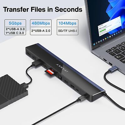 USB C Laptop Docking Station with 100W Power Adapter, iVANKY 12-in-1 85W PD D...