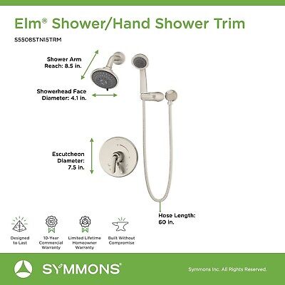 Symmons S5508STN15TRM Bathroom-Fixture-Hardware-Parts, Satin Nickel