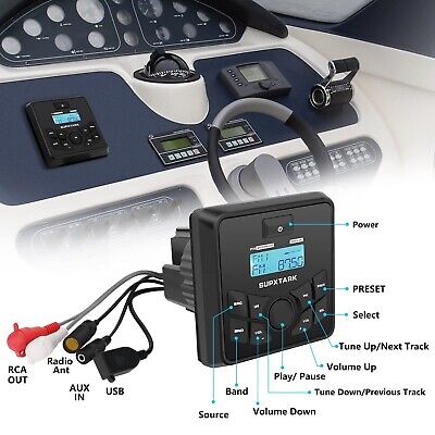 Weatherproof Marine Gauge Receiver-Bluetooth, Boat Digital Media MP3 Player, ...