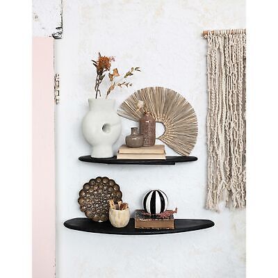 Bloomingville 24 Inches and 19 Inches Mango Wood and Metal Organic Shaped Flo...