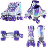 JajaHoho Roller Skates for Women, Holographic High Top PU Leather Rollerskate...