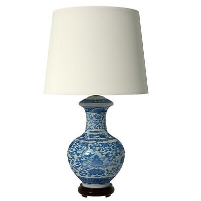 Red Lantern 24.5" Blue & White Porcelain Round Vase Lamp