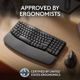 Logitech Wave Keys Wireless Ergonomic Keyboard with Cushioned Palm Rest, Comf...