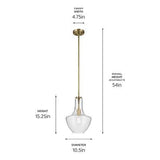 KICHLER Everly 15.25" 1-Light Bell Pendant with Clear Seeded Glass in Brushed...