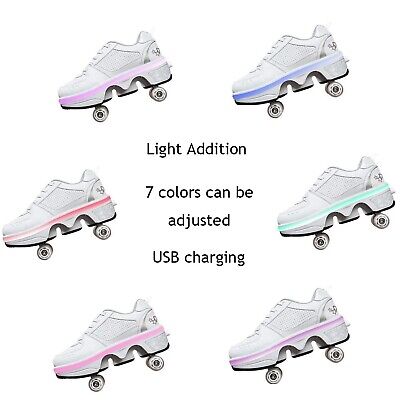 2-in-1 Roller Skates & Sneakers Unisex Retractable Wheels Outdoor Fun & Fitne...