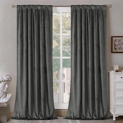 BGment Grey Velvet Curtains 120 Inches Long for Living Room, Thermal Insulate...