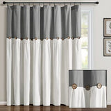 Lush Decor Linen Button Window Curtain Panel, Single, 100" W x 84" L, Dark Gr...