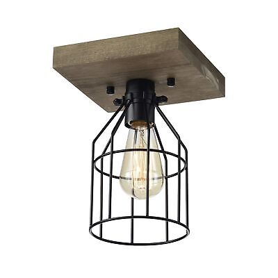 Warehouse of Tiffany IMC469A/1IWG Koko 1-Light Wood and Metal Cage Flush Moun...