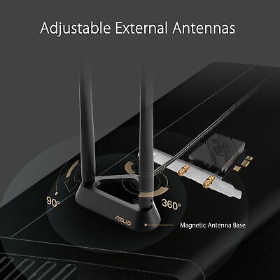 ASUS PCE-BE92BT WiFi 7 PCI-E Adapter with 2 External Antennas. Supporting 6GH...