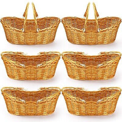 6 Pcs Wicker Picnic Basket with Handle, Hand Woven Harvest Basket Bulk, Wicke...