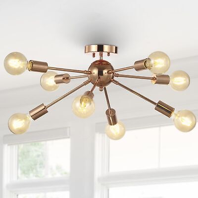 JONATHAN Y JYL7459A Copper 30.5" 8-Light Sputnik Metal LED Flush Mount, Glam,...