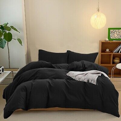 CLOTHKNOW Black California King Comforter Set 3Pcs All Black Bedding Comforte...