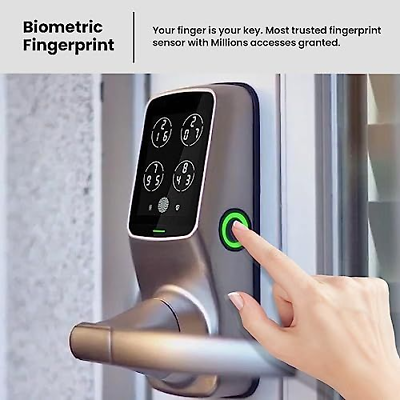 Lockly Secure Pro, Wi-Fi Smart Door Lock, Keyless Entry Latch, Satin Nickel