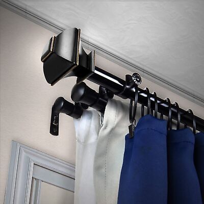 Rod Desyne Moyat 13/16" Triple Curtain Rod, 28-48 inch, Black