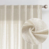 jinchan Linen Blend Beige Curtains 120 Inch Extra Long for Living Room Farmho...