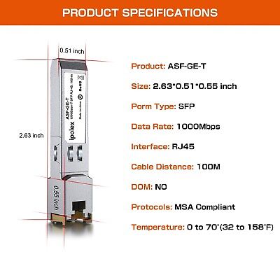 Gigabit SFP to RJ45 Copper SFP 1000Base-T, 1.25G Copper SFP-T, SFP to Etherne...