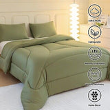 Dark Green Full Size Comforter Sets, 3 Piece Ergonomic Design Bedding Sets wi...