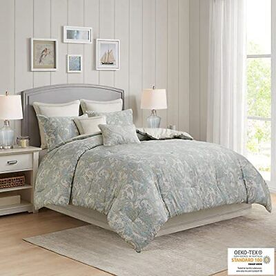 Harbor House Cozy Cotton Comforter Set - Queen (92 in x 96 in), Paisley Blue