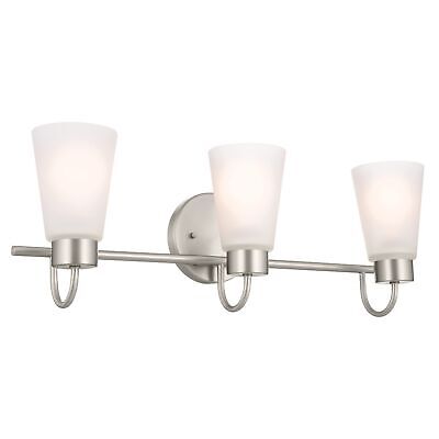 Kichler Erma 3-Light Bathroom Vanity Light Fixture with Clear Satin Etched Gl...