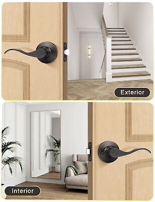 10 Pack Passage Door Lever No Lock, Oil Rubbed Bronze Door Handle Interior, C...